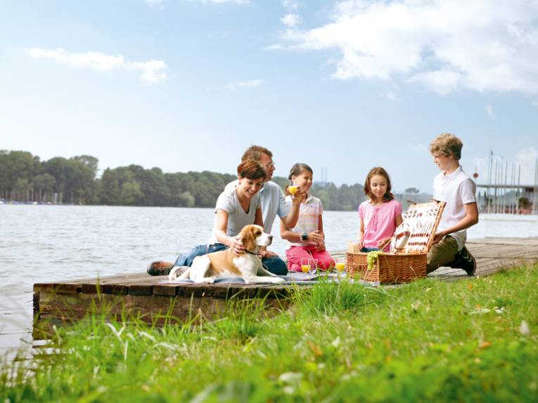 Familienpicknick mit Hund am Maschsee